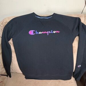Champion Black Unisex Size Medium Crewneck Long-Sleeve Sweatshirt